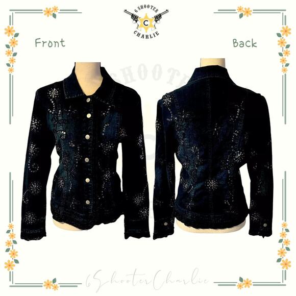 Urbantribe Women's Embroidered, Beaded Jean Jacket Size Small Rhinestones Bling! - Picture 1 of 4